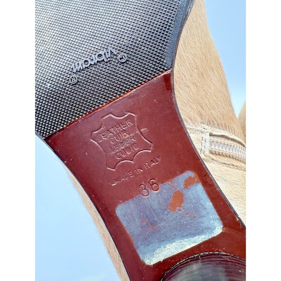 Fendi F/W 1999 Pony Hair Beige & Brown Ankle Boots Vintage 90's Sz EU 36 6 - Picture 9 of 12